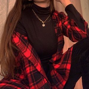 Red plaid button shirt/cardigan